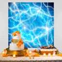 10x8ft Blue Lightning Backdrop Sky Thunderstorm Backdrop Fabric Lightining Storm Background for Birthday Party Decoration and Photoshoot Studio Props YUNBDJ348