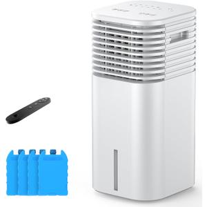 FLOWBREEZE 24" Windowless Portable Air Conditioner, 15H Timer & 120Oscillation, 3-IN-1 Portable AC Unit w/Remote, 2Gal Tank, 3 Modes & Speeds, Ultra-Quiet Ventless Swamp Cooler for Home Office, White