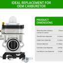 300486 43cc Carburetor, Replacement Small Engine Carburetor Fits for Earthquake Tiller & Auger E43 MC43 MD43 WE43 Series, Compatible with Powermate & Southland PCV43 SCV43 Cultivator, SEA43 Auger
