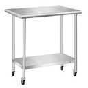 Stainless Steel Table with Wheels, Stainless Table for Prep & Work, 30 x 18 x 35Inch Commercial NSF Steel Metal Table for Restaurant Kitchen Hotel Garage