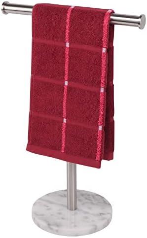 TocTen Hand Towel Holder Stand, T-Shape Hand Towel Rack for Bathroom Vanity Countertop, SUS 304 Stainless Steel Bath Towel Bar Stand with Heavy Duty Base (Brushed Nickel) (13 Inch)