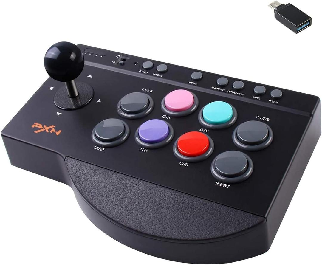 PXN Arcade Fight Stick Joystick for PC Switch Nintendo,Xbox Series X|S, PC,PS4,PS3,Xbox One,Android TV Box,Windows,with USB Port,Turbo & Macro Functions Arcade Controllers
