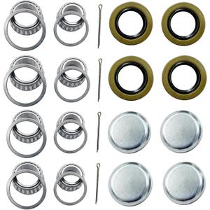 1-1/16'' Axles Trailer Wheel Hub Bearings Kit,L44649/L44610 and 12192TB Seal OD 1.980'', Dust Cover and Cotter Pin,4 Set