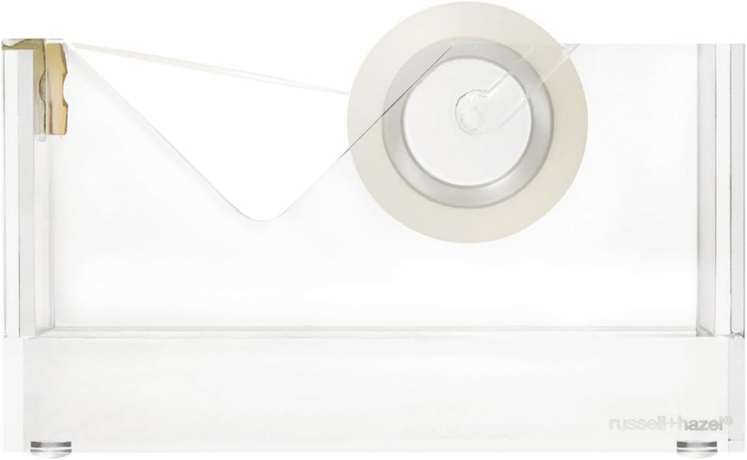 russell+hazel Acrylic + Gold Tape Dispenser - Weighted (1-13/16" x 6" x 3-3/8")