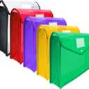 CHEPULA A4 Plastic File Folder Poly Envelope Expanding File Wallet Document Organizer with Snap Closure & Label Pocket Clear Colored Waterproof Accordion File Pouch for Office Home Storage