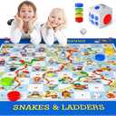 Big Snake and Ladder Board Game for Kids Adults - Indoor Outdoor Floor Game Set with 5.8 ft Playing Mat, Inflatable Dice, Pieces & Dice, Educational Toy Birthday Gift for Boys Girls Ages 3 and Up