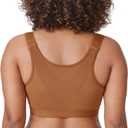 DELIMIRA Women's Full Coverage Front Closure Wire Free Back Support Posture Bra (38DD, Bronze Beige)