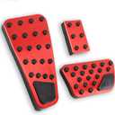 LEXLEY 3PCS Anti-Slip Aluminum Brake Gas Parking Pedal Pads,Auto No Drilling Accelerator Pedal Covers Only for Dodge 2010-2018 RAM 1500 2500 3500,2019-2024 RAM 1500 Classic-RED