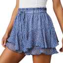 Shorts for Women Flowy Casual Chiffon Skorts Boho Ruffle Mini Skirts Running Tennis 2025 Trendy Shorts (XXL)