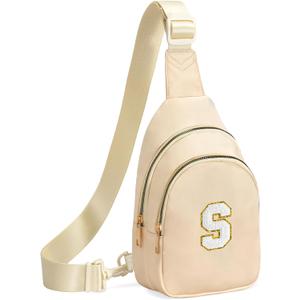 Birthday Gifts for 7 8 9 10 11 12 13 Year Old Girls Small Initial Sling Bag Cross Body Bag Fanny Pack for Girls (Beige)