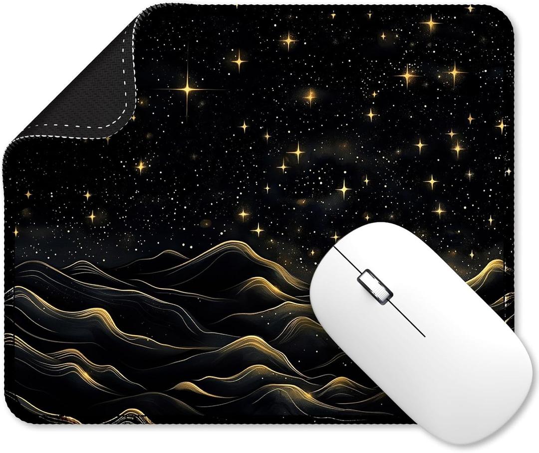2 x Cute Mouse Pads,Unique Mouse Pad Design,Size 9.33 x 7.76 in,Desk Accesories with Rubber Non-Slip Base,Stitched Mouse Pad for Desk, Computer and Gaming (Black Desert B)
