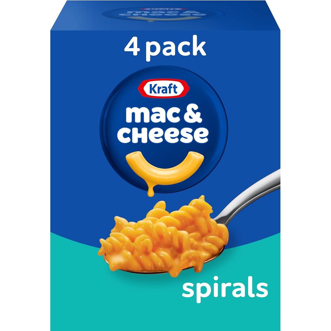Kraft Spirals Mac and Cheese, 4 Boxes, for Easy Dinner or Dinner Sides, Original Flavor, No Artificial Flavors, Preservatives or Dyes, 5.5 oz (EXP 06/11/26)
