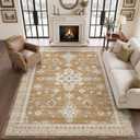DEXI 6x9 Vintage Area Rugs for Living Room, Washable Rug for Bedroom, Beige