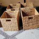 Set of 2 Storage Baskets Wicker Cube Baskets Foldable Handwoven Water Hyacinth Laundry Organizer,10.5 * 10.5 inches Woven Baskets, Wicker Storage Basket, Water Hyacinth Storage Baskets (2)