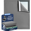 Portable Blackout Curtain No Drill Blinds, Easy Install Blackout Window Cover Bathroom Curtains, Light Blocking Window Curtain Panels Pack of 2pcs. (Gray, 29" W x 30" L)