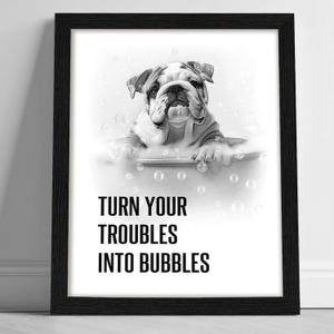 arteWOODS Funny Bulldog Bathroom Wall Art - Rustic Farmhouse Wall Decor with Humorous Quotes Black Framed Print Artwork Cute Animal Pictures for Shower Toilet Restroom Kid's Washroom 8x10 Inch