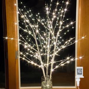 Bexdir Lighted Birch White Tree Branches 33IN 180LED with Timer Plug in, Artificial Tree White Birch Twig for Christmas Home Decor Party Wedding Bedroom
