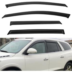 4pcs Front+Rear Smoke Tint Sun/Rain Guard Outside Mount Tape-On Vent Window Visors Compatible with 08-17 Enclave