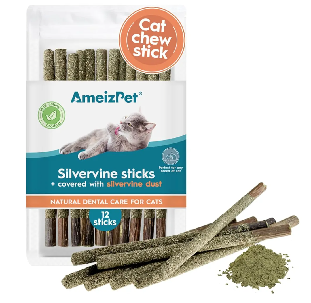 AmeizPet Catnip Grass for Cats Premium, Catnip Treats for Training & Play, Cat & Kitten Behaviour Dust 25g (0.06 Oz), Pack of 8