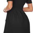AUSELILY Women's Short Sleeve Summer Dress Pleated Button Down Knee Length Dresses with Pockets 2026 New (XXL)