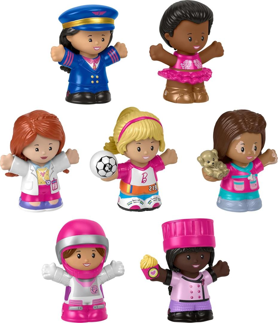 Fisher-Price Little People Barbie Toddler Toys, You Can Be Anything Figure Pack, 7 Characters for Pretend Play Ages 18+ Months 