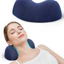 ComfortLife Small Neck Stretcher Pillow for Pain Relief, Medium Soft Cervical Traction Device Neck Mild Support Pillow Foam Cervical Neck Pillow for Tension Muscle Relax Relief (Dark Blue)