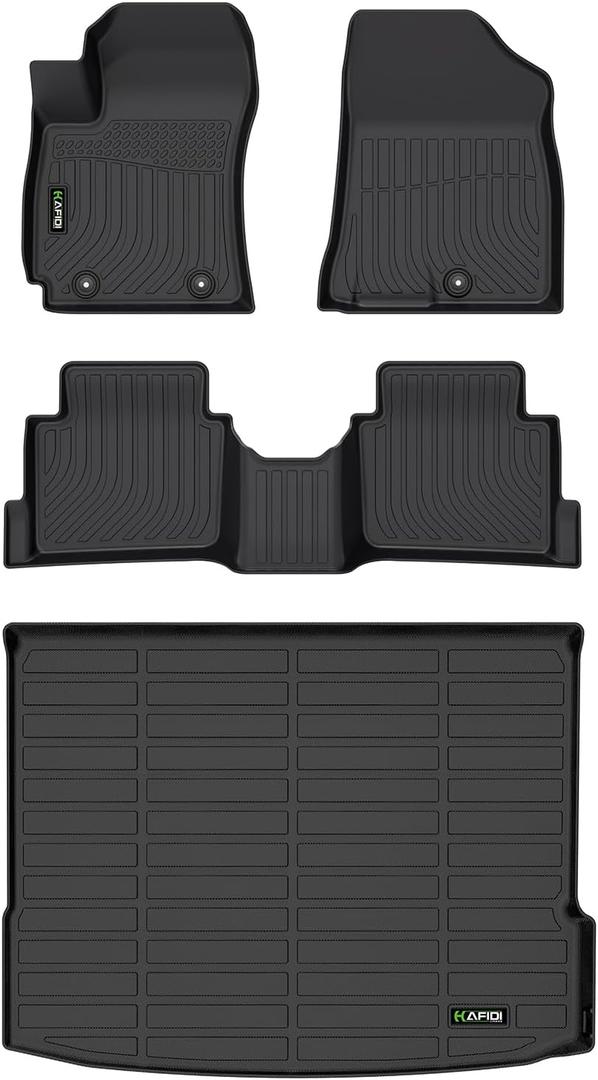 All Weather Car Floor Mats & Cargo Liner Set for Hyundai Kona 2024 2025 2026 (Not for EV) Custom Fit Floor Liners Accessories - Black