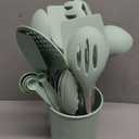 Kitchen Utensils Set, 28 Pcs Silicone Cooking Utensils Set with Holder, Spatula Set, Silicone Whisk, Measuring Cups and Spoons Set with Stainless Steel Handle Kitchen Gadgets (Light Green)