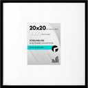 Americanflat 20x20 Picture Frame with Polished Plexiglass - Use as 8x10 Frame with Mat or Display 20x20 Photo Without Mat - Streamline Collection - Thin Border Square Frames for Wall Display - Black