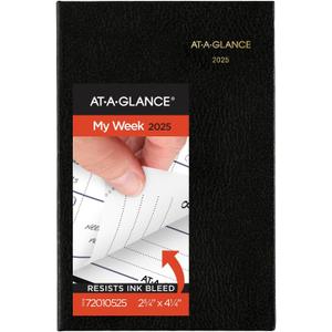 AT-A-GLANCE 2025 Fine Diary, Weekly & Monthly Diary, 2-3/4" x 4-1/4", Pocket Size, Black (72010525)