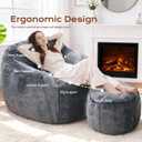Giant Bean Bag Chairs for Adults,Large Bean Bag Couch with Ottoman, Single with Ottoman