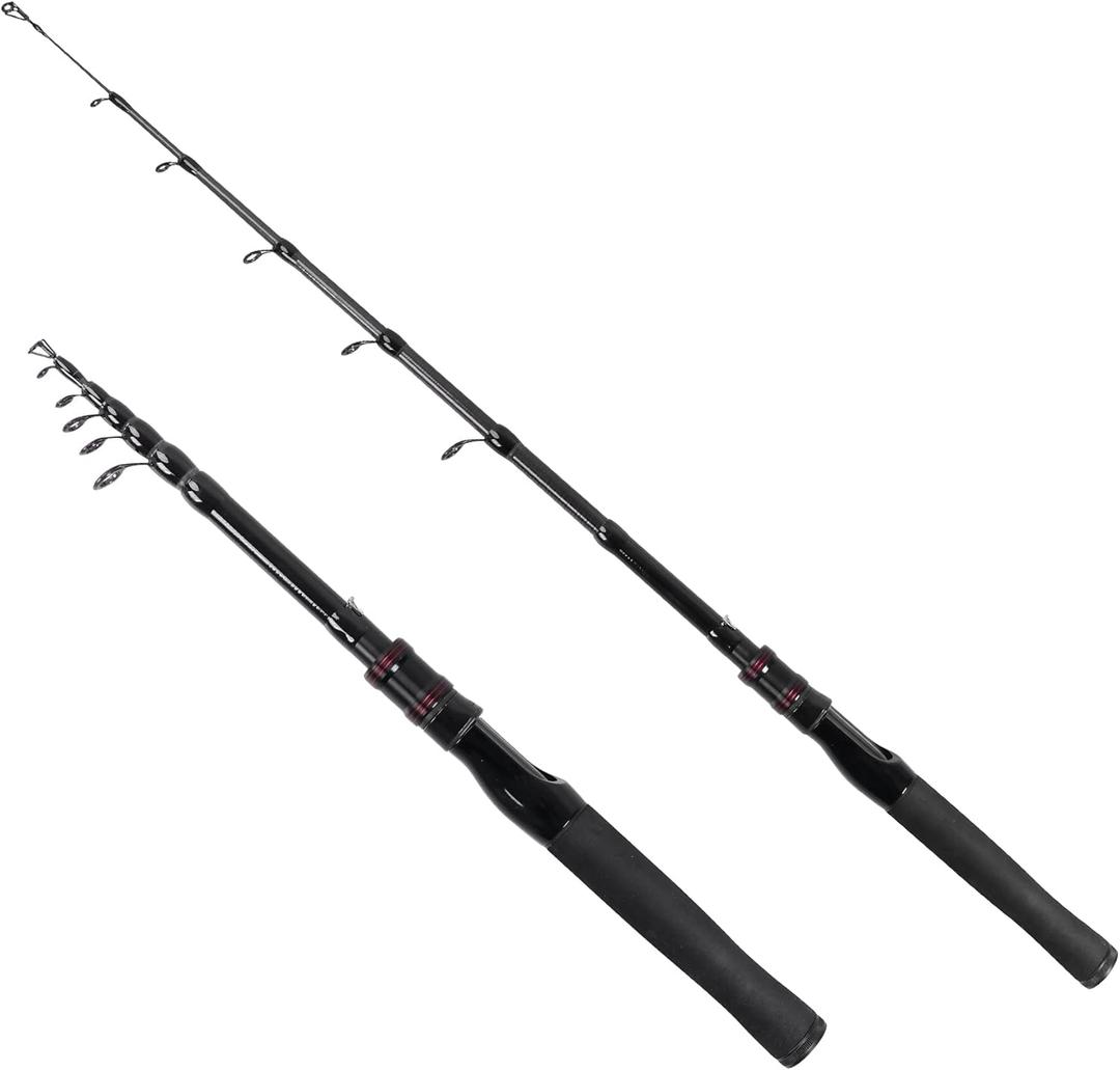 Telescopic Fishing Rod, Collapsible Fishing Rod Portable Spinning Pole for Saltwater and Freshwater, Carbon Fiber Lightweight and Compact Design (Full Extend 6.9 Feet)