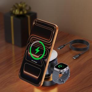 iVANKY 3 in 1 MagSafe Charger Stand for iPhone with Night Light, 15W for Wireless Charging Station (None Power Adapter)