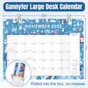 Gannyfer Desk Calendar 2026-2027, Large 22" x 17" Desk Calendar, 18-Month Desk/Wall Calendar, Use from Now to Mar 2027, Thick Paper with Plastic Cover for Home, School, Office (2 Binder Clips Included)