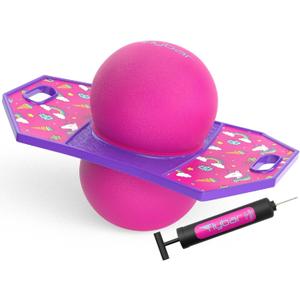 Flybar Pogo Trick Ball for Kids  Balance Bounce Board with Anti-Slip Deck  Pump Included - Indoor & Outdoor Toys for Boys and Girls Fun Way to Reduce Screen Time Supports up to 160 lbs  Ages 6+ (Unicorn)
