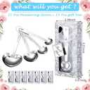25 Set White Heart Shaped Measuring Spoons Stainless Steel Measure Tea Spoons Bridal Shower Wedding Gift Birthday Tea Party Souvenirs for Guests with Individual Package(Lovely)