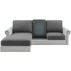 H.VERSAILTEX Super Stretch Individual Jacquard Couch Cushion Covers Furniture Protector Spandex Anti-Slip Soft Thickened Slipcovers Easy Install, (1 PC, Sofa Seat Couch Cover, Gray)
