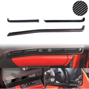 C8 Carbon Fiber Interior Trim Dashboard Strip Trim Fit for Chevrolet Corvette C8 Z51 Z06 E-Ray Stingray 2020-2025,100% Real Carbon Fiber Dashboard air vents Strip Trim