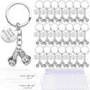Loetere 17 Sets Never Give up Keychain Christmas Inspirational Keychain Gift Charm Keyring with Thank You Tag and Organza Bag(Boxing)