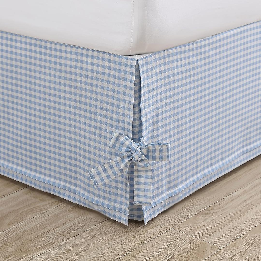 Laura Ashley Home - Cotton Ruffled Bedskirt, Lightweight & Classic Style (Hedy Blue, King)