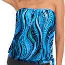 Holipick Strapless Tankini Tops for Women Swimwear Top ONLY Bandeau Bathing Suit Blouson Swimsuit No Bottom M