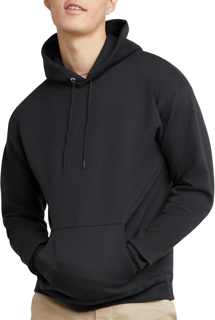 Hanes Men's EcoSmart Hoodie, Midweight Fleece, Pullover Hooded Sweatshirt (XX-Large, Black)