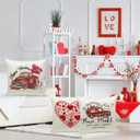 Valentines Day Decorations Pillow Covers 18x18 inch Set of 4 Red Heart and Love Decor Throw Pillows Decorative Cushion Cases for Home Wedding Party