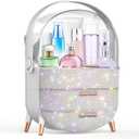 Makeup Organizer For Teen Girl Birthday Gifts, Cosmetic Display Cases with Transparent Cover, Skincare Organizers for Vanity, Perfume Organizer, Lotions Display Case, Lipstick Organizer (Rhinestone)