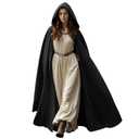 L'VOW Medieval Hooded Cape Renaissance Cloak with Hood - Assassins Creed Cosplay Sorcerer Hobbit Capelet for Halloween Women Men(Black)