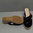 Womens Espadrilles Wedge Sandals Slides Platform Slip on Bow Knot Open Toe Summer Mules Shoes (9, Black)