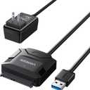 UGREEN SATA to USB 3.0 Adapter Cable for 3.5 2.5 Inch SSD/HDD Hard Drive Reader SATA III Hard Drive Disk Converter Support UASP Compatible with Samsung Seagate WD Hitachi with 12V Power Adapter