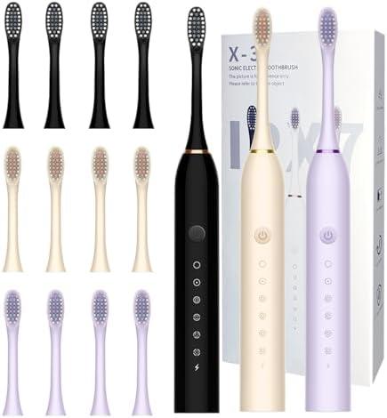 MSETGRD 1 Pack Electric Toothbrush with 6 Modes, Rechargeable Toothbrushes with 12 Brush Head, Fast Charge 2 Min and 30s Timer Toothbrush