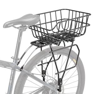 CXWXC Rear Bike Rack with Basket - Bike Cargo Rack for Disc Brake/Non-Disc Brake Mount - Bicycle Pannier Rack, Touring Carrier Rack fit 26”-29” and 700c