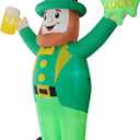 Giant 12ft St Patrick's Day Inflatable Outdoor Decor Leprechaun Lucky Shamrock St Patrick Blow up Inflatable Yard Decoration Built-in 6 LEDs for Yard,Lwan,Garden